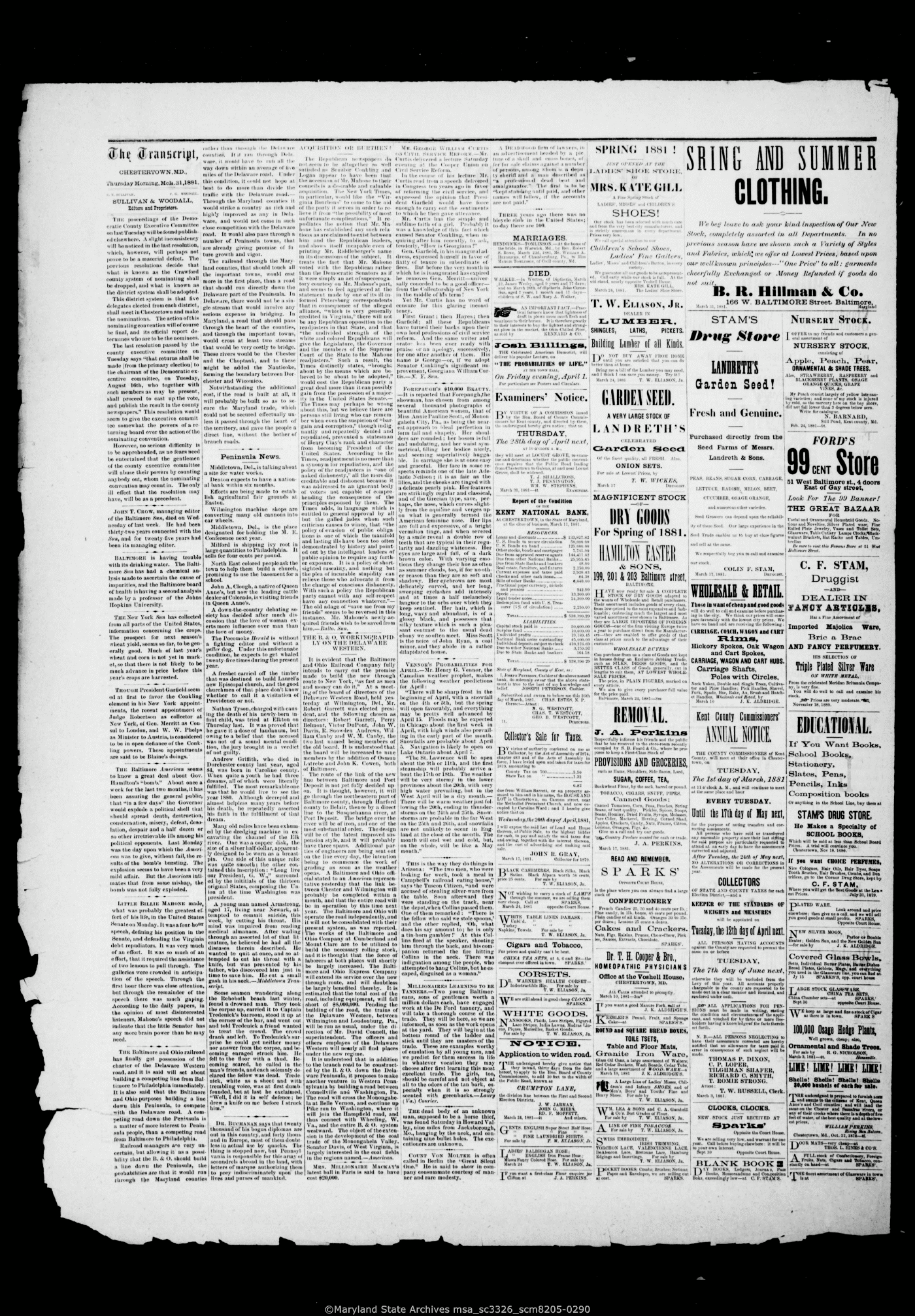 Maryland State Archives Chestertown Transcript Collection MSA SC 3326 ...