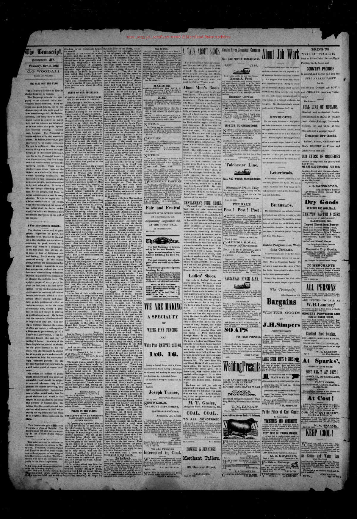 Maryland State Archives Chestertown Transcript Collection MSA SC 3326 ...
