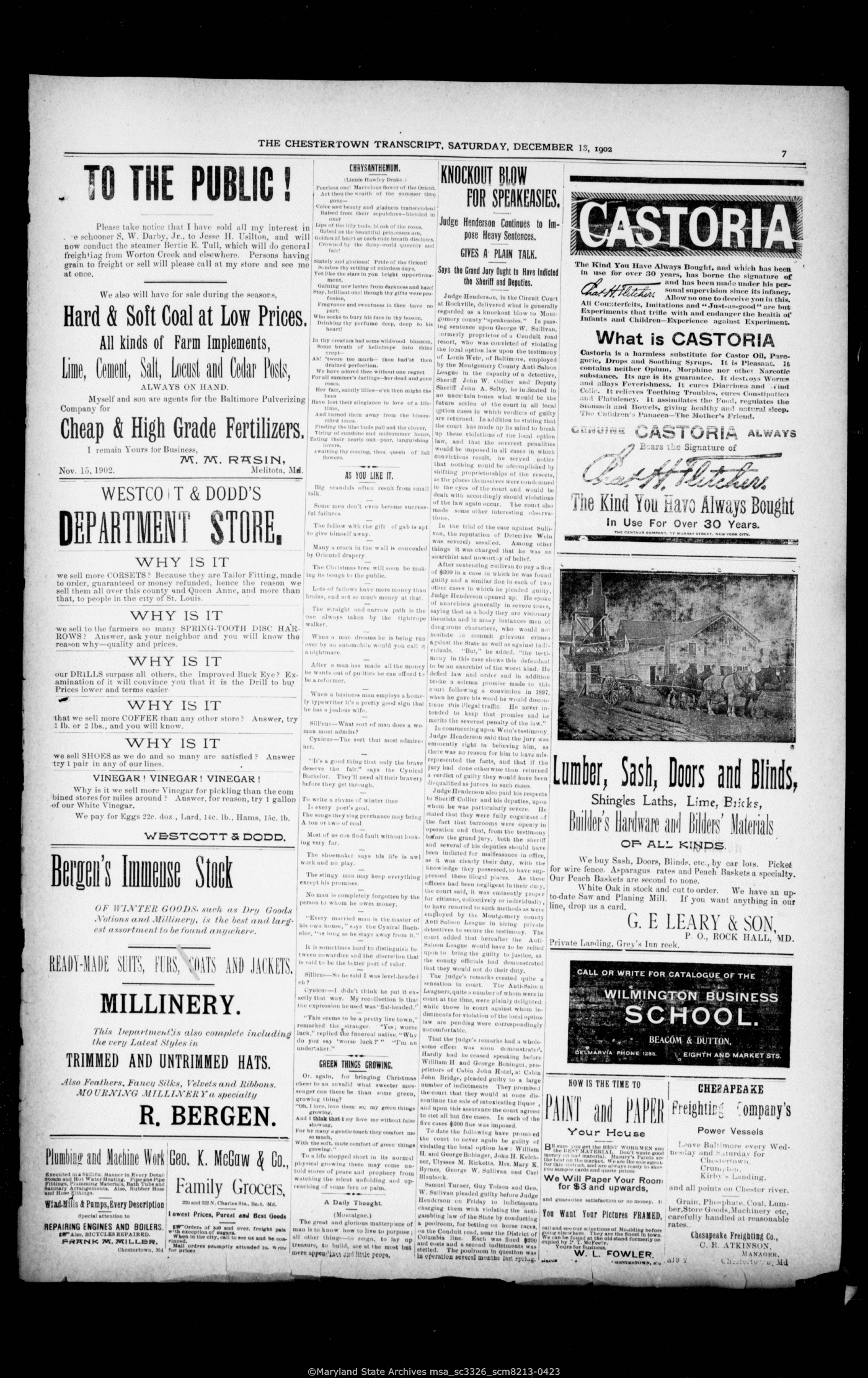 Maryland State Archives Chestertown Transcript Collection MSA SC 3326 ...