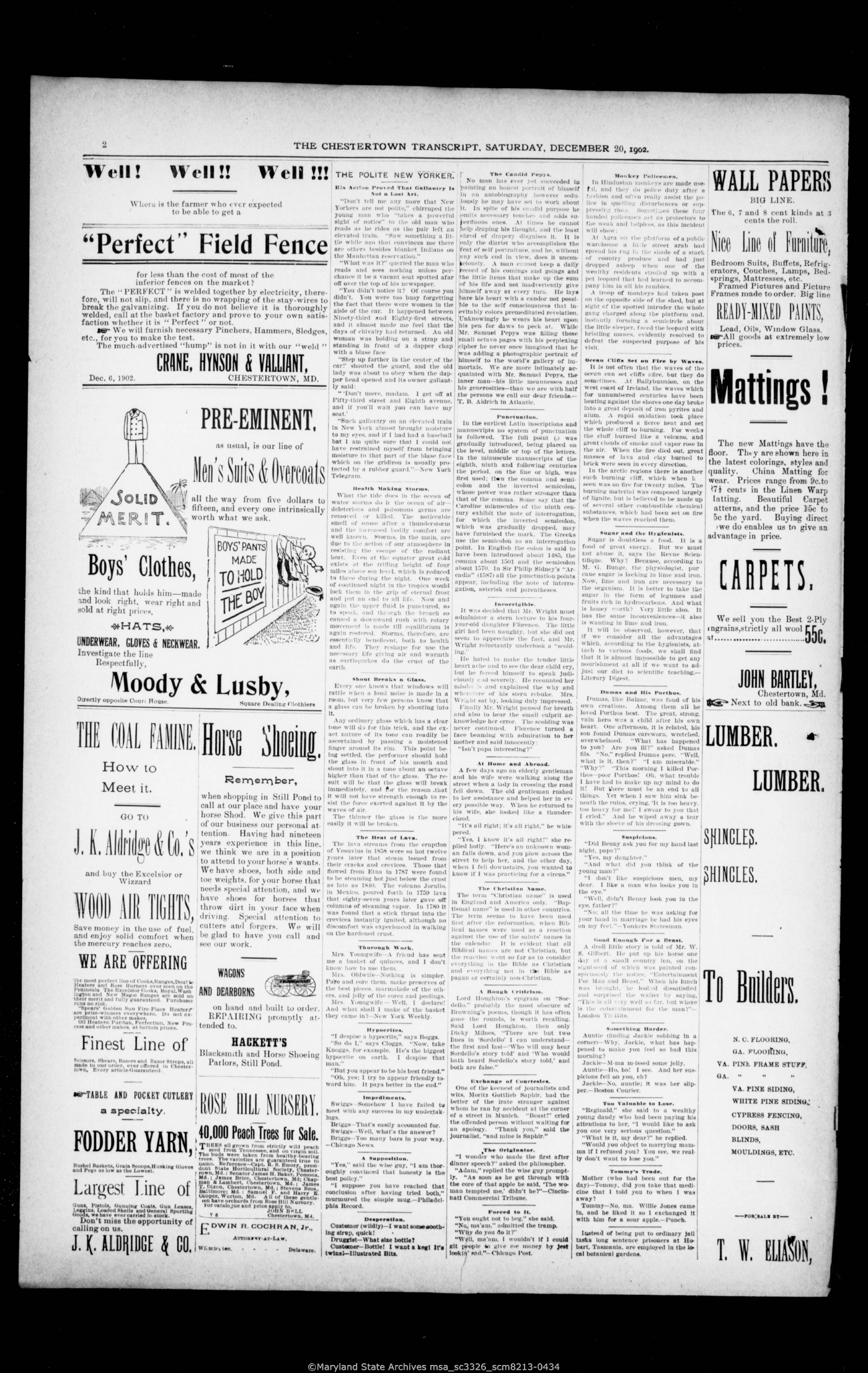 Maryland State Archives Chestertown Transcript Collection MSA SC 3326 ...