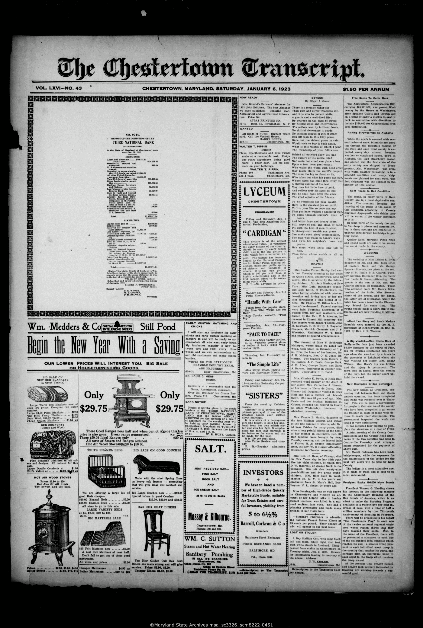 Maryland State Archives Chestertown Transcript Collection MSA SC 3326 ...